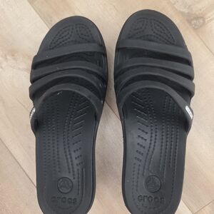 CROCS Womens Black Multi-Strap Slide Sandals